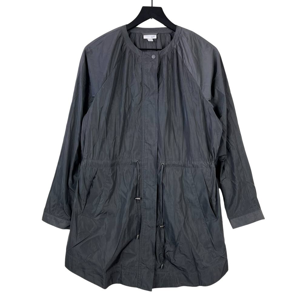 J.Jill Medium Anorak Jacket Polyester Long Lightweight Gray
